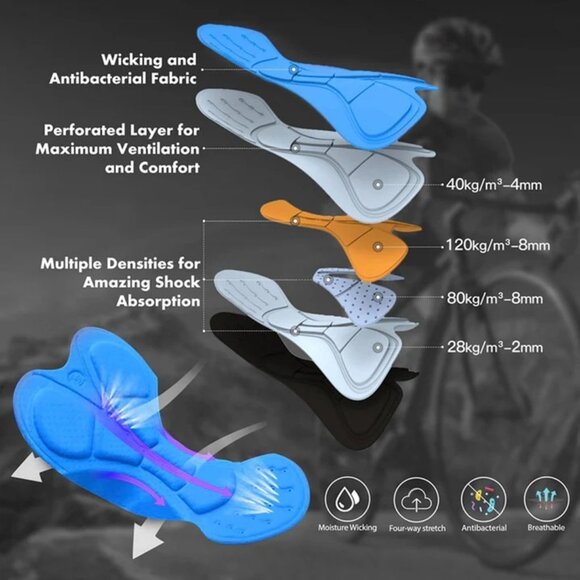 Souke Sports Mens Padded Cycling Shorts L Black/Red Breathable Quick-Dry Spandex - Picture 7 of 7